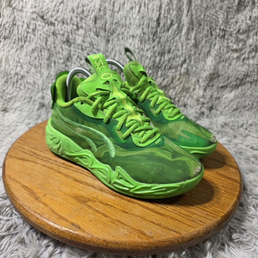 PUMA X Lamelo Ball Mb.04 Lo Youth Boys Sz 5 Green Athletic Basketball Sneakers